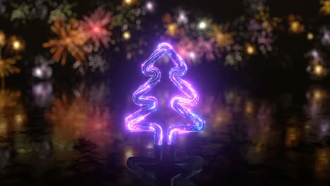 árbol de navidad de senderos de luz de neón animación de renderizado 3d