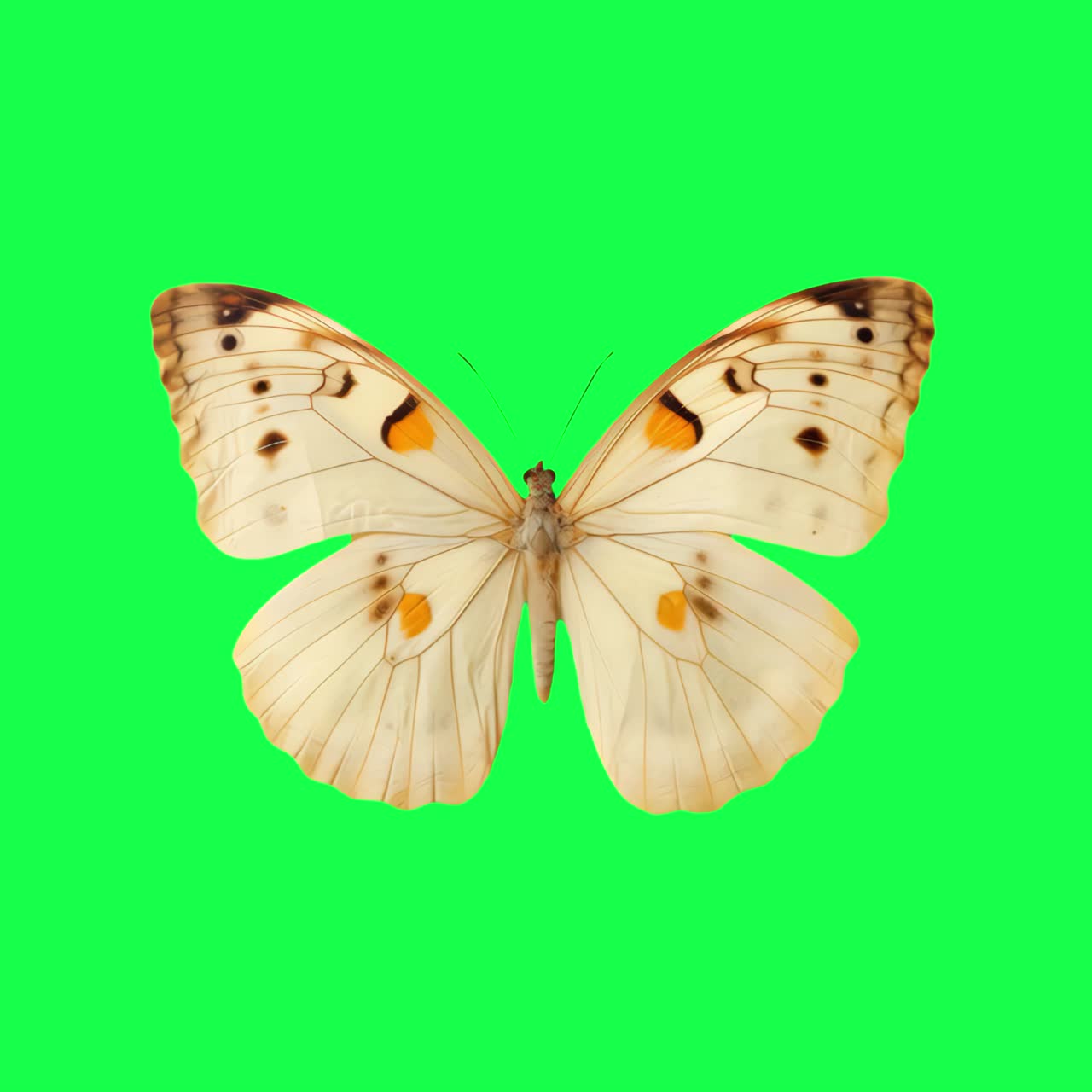 Animazione di farfalla elegante, video 4K trasparente, green screen