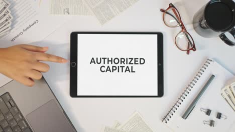 authorized capital displaying on a tablet screen