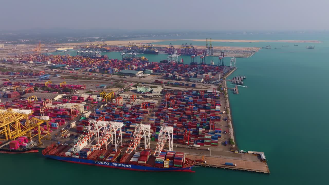 Shipping terminal handling global trade cargo, Thailand