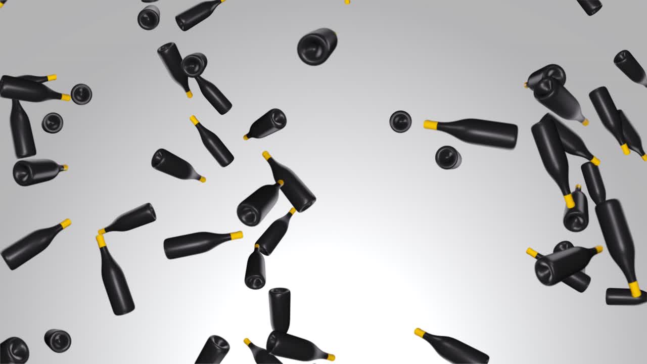 3d in beer glass bottles falling on background alcohol drinks concept champagne and alcoholic