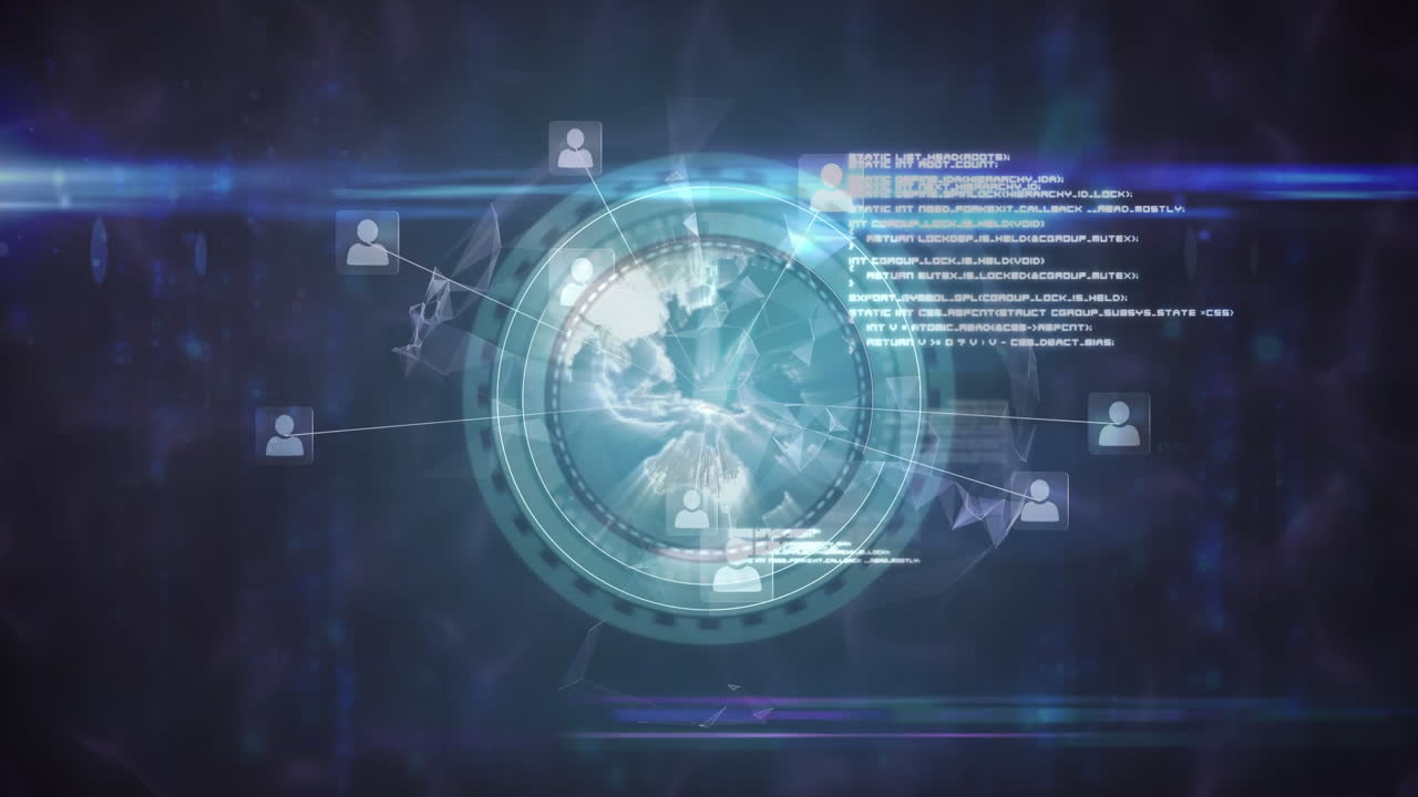 전 세계에 있는 데이터 처리 및 아이콘의 애니메이션