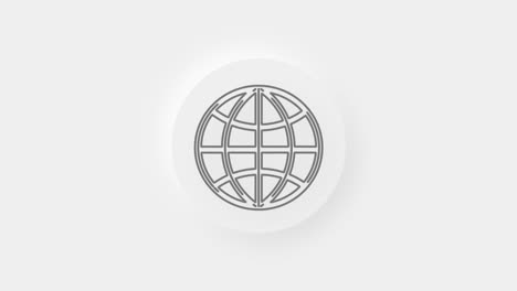 animated icon of neomorphism globe. flat gray symbol of planet. concept of net, web, internet, ecology.