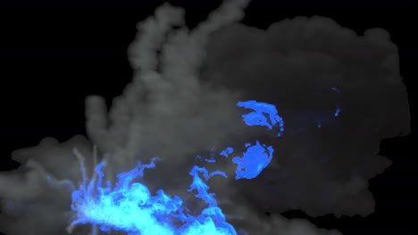 blue fire and smoke