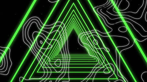 animación de líneas blancas sobre triángulos de neón