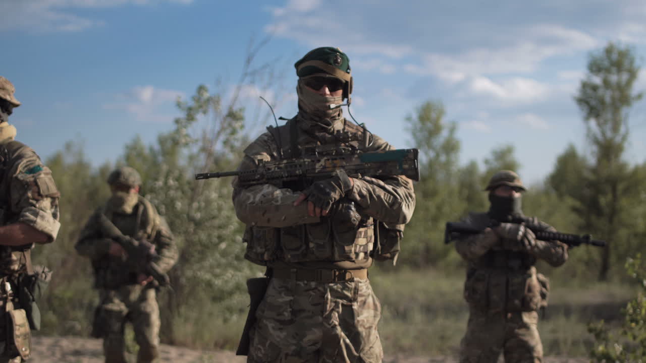 Soldiers on Patrol in Camouflage