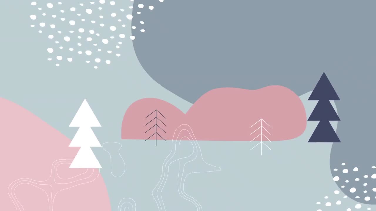 animación digital del árbol de navidad, la topografía y las formas abstractas contra un fondo gris