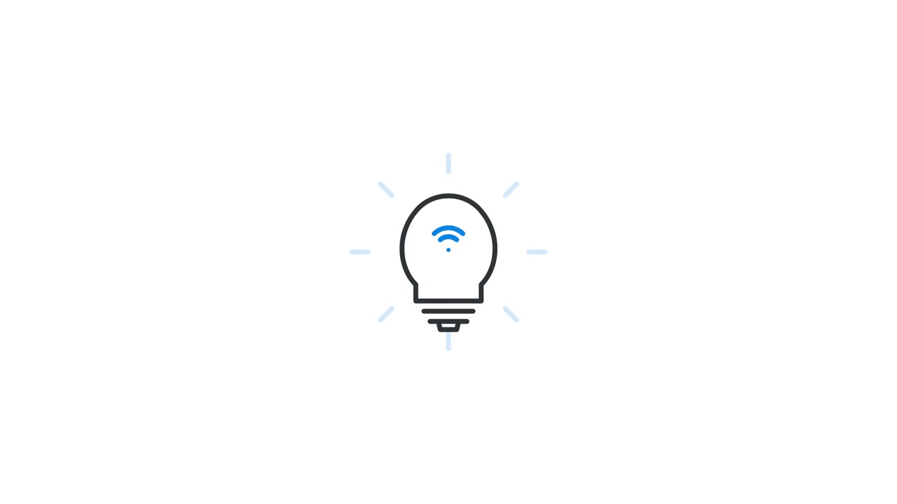 Animated Light Bulb Icon with Wi-Fi Symbol Appearing