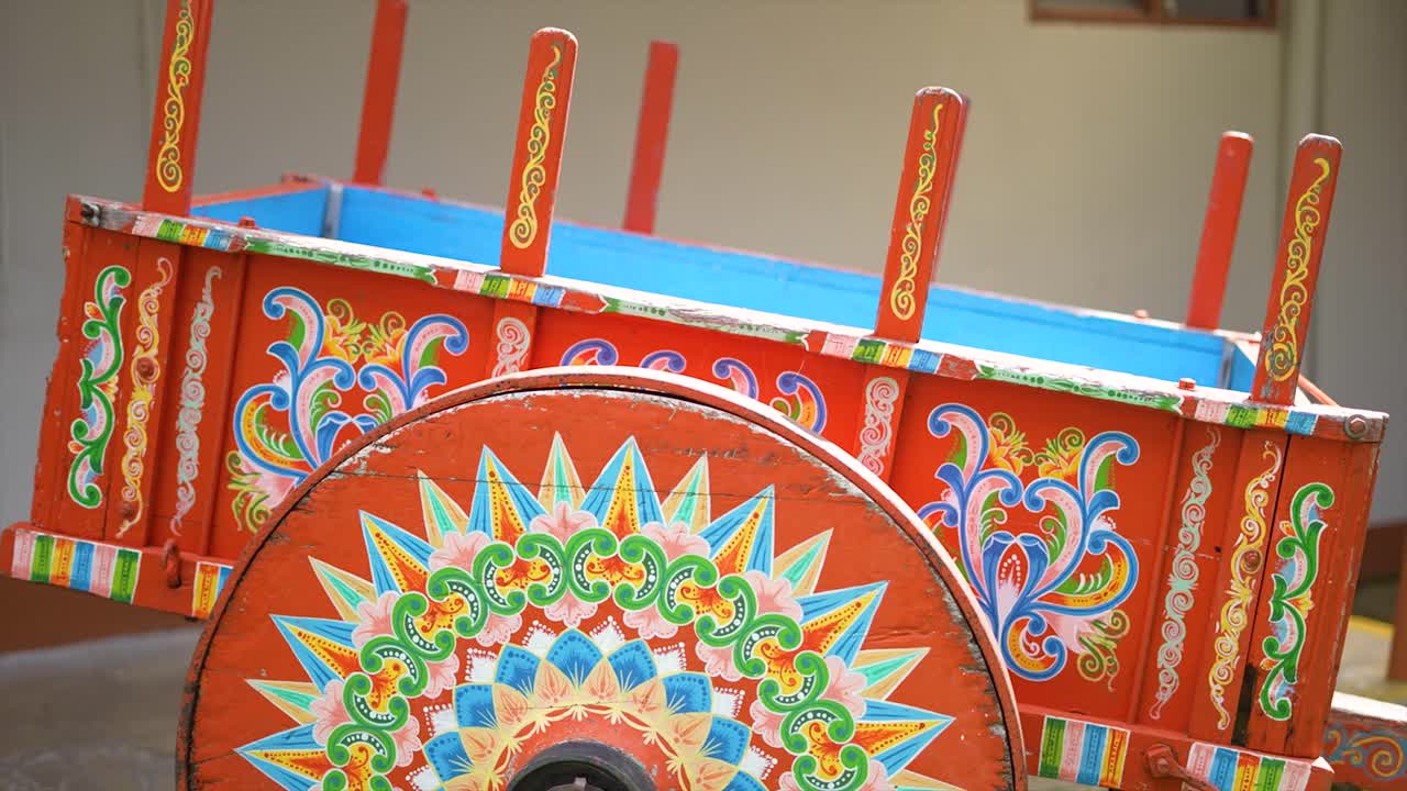 Vibrantly Painted Costa Rican Oxcart Wheel