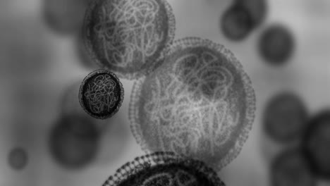 dna, partículas de bacterias microscopio zoom de la covid