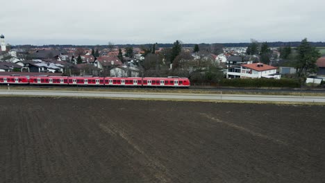 drone tracking a train from the side