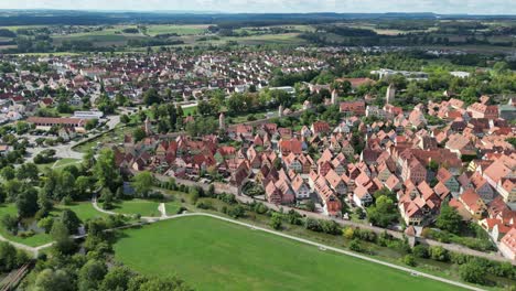 dinkelsbuhl town establishing shot ,bavaria, southern germany drone aerial view
