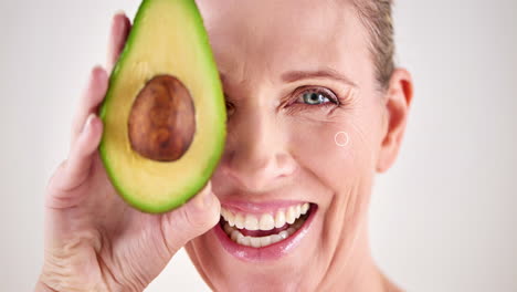 avocado for anti-aging: mature woman with wrinkles