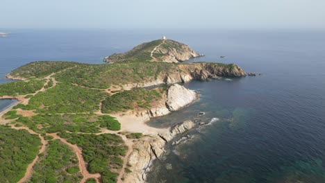 playa y calas de capo malfatano en teulada, costa sur de cerdeña, italia - antena 4k