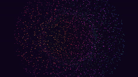 abstract symmetrical spiral pattern of moving dots on black background
