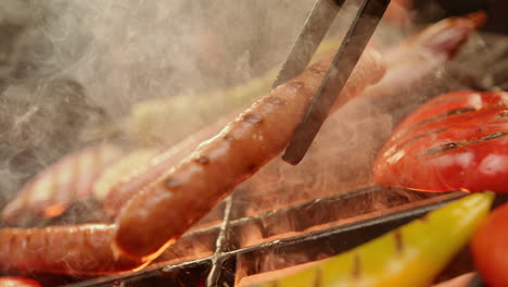 grilled sausages and vegetables