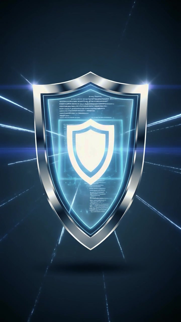 Digital Shield Icon Representing Cybersecurity and Data Protection