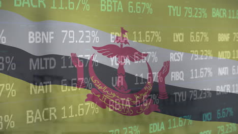 animación de la bandera de brunei sobre el procesamiento de datos financieros