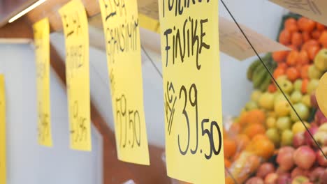 fruit market display with prices
