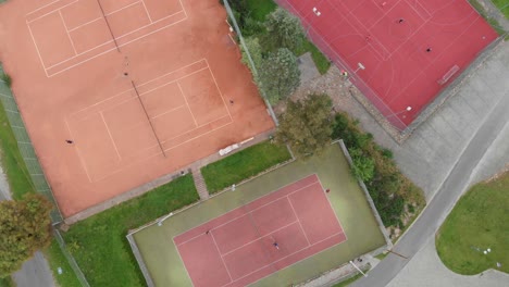 outdoor sports facility, tennis, football, soccer: 360 drone aerial