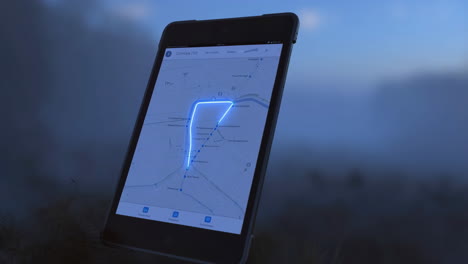 smartphone displaying a navigation map