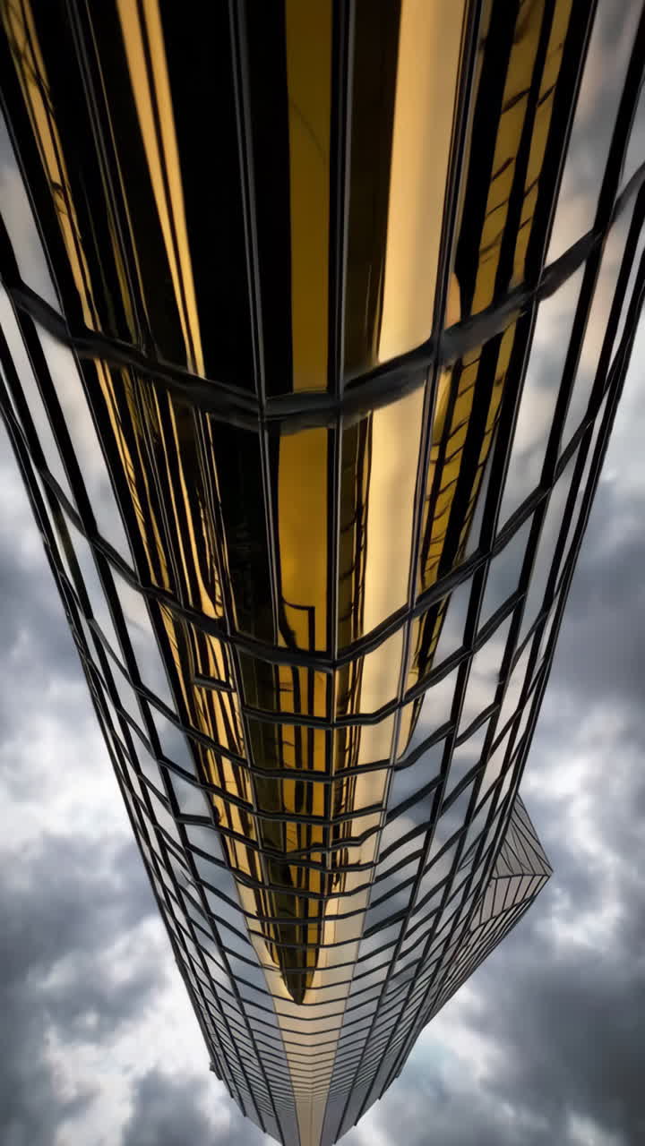 Modern Skyscraper Facade with Golden Reflections