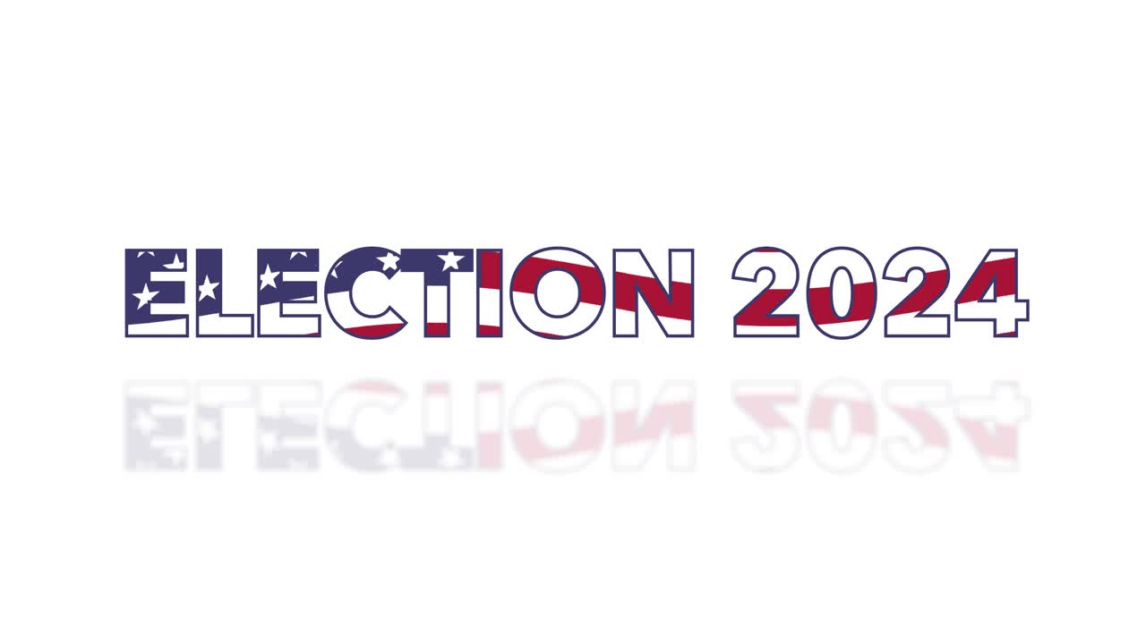 Elezioni 2024. Animazione di testo con bandiera americana