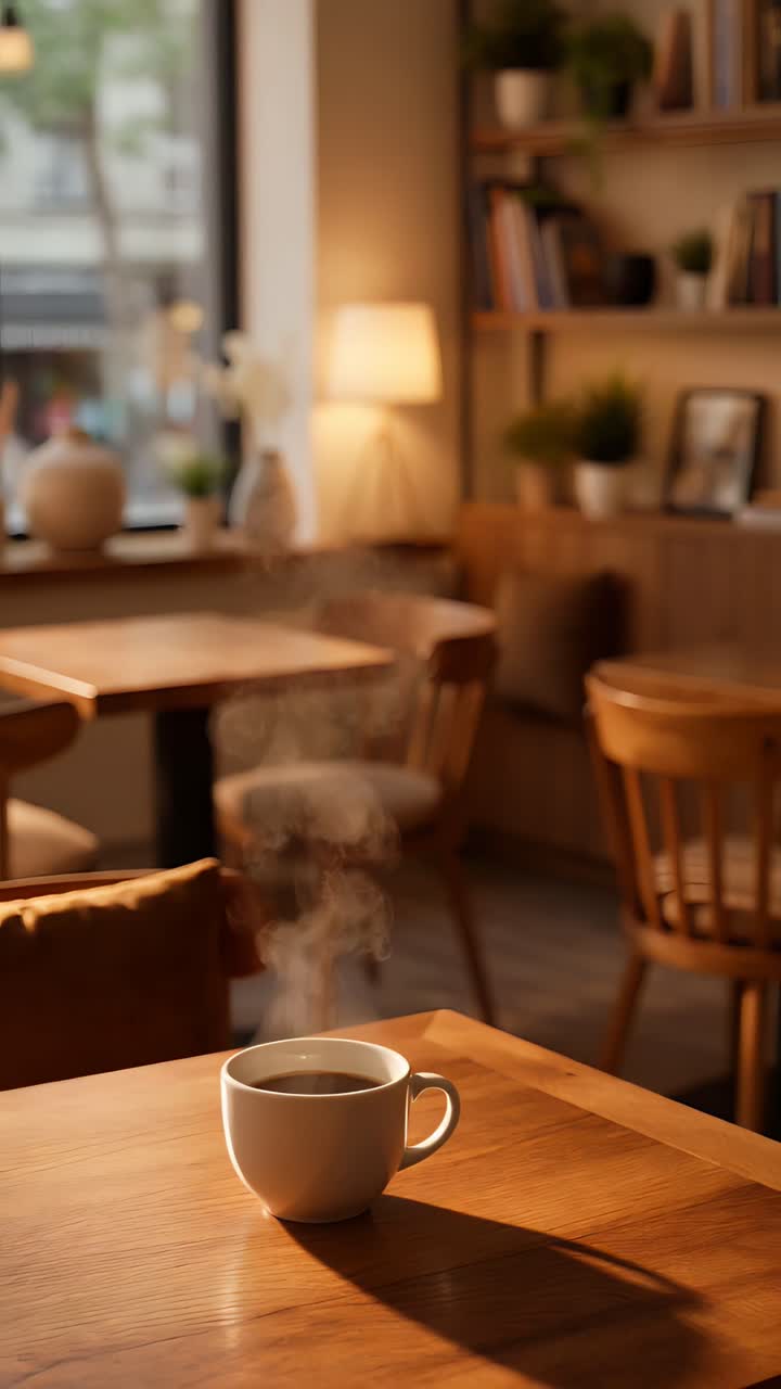 Interno di caffè estetico con atmosfera accogliente 4K