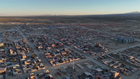 uyuni salt flats town city drone aerial view bolivia south america train cemetery