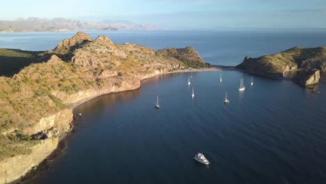 Agua-Verde-Cove-in-Baja-California,-Mexico---Aerial-Drone-Flying-View