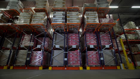 warehouse interior with high storage racks