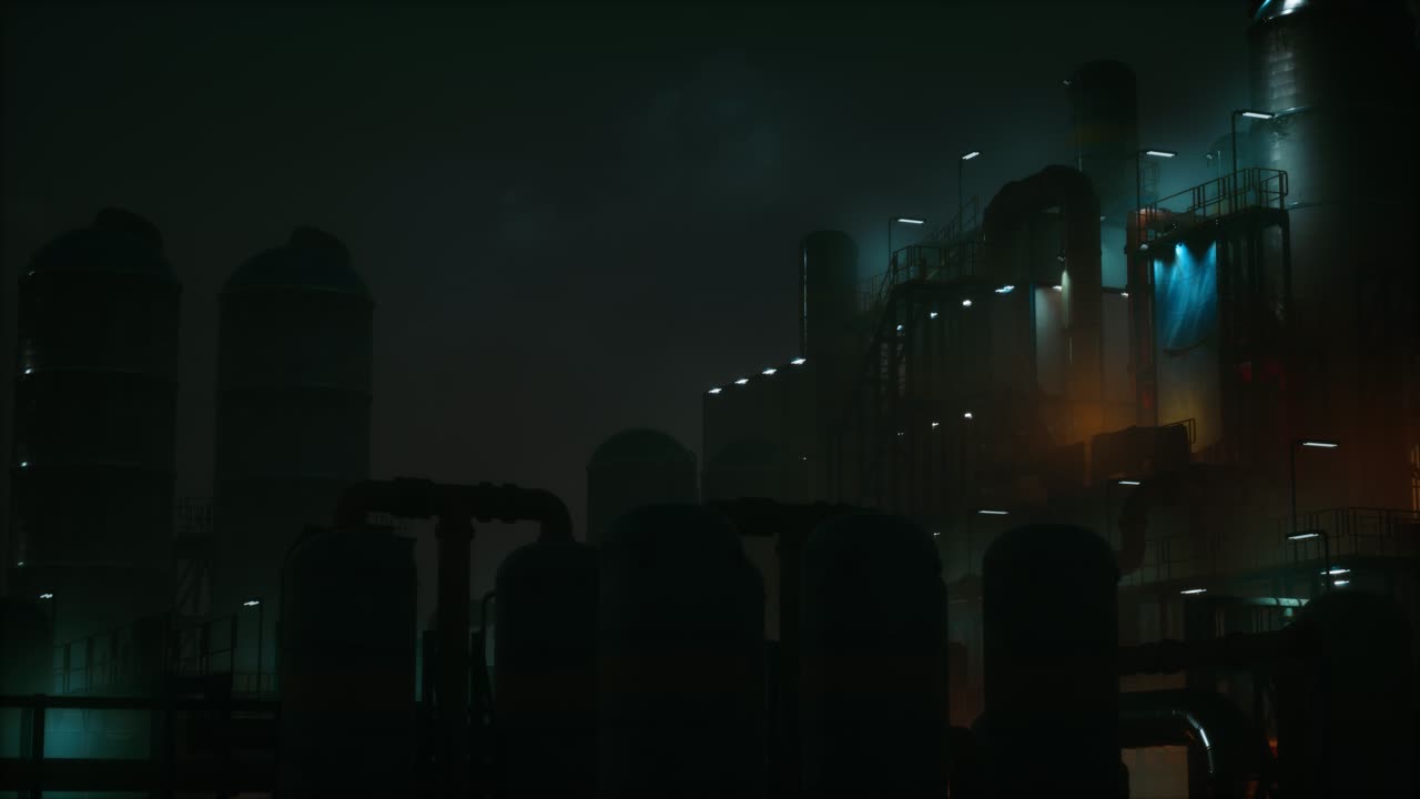 fábrica de la industria petroquímica por la noche