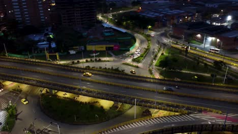 roundabout illuminated at night