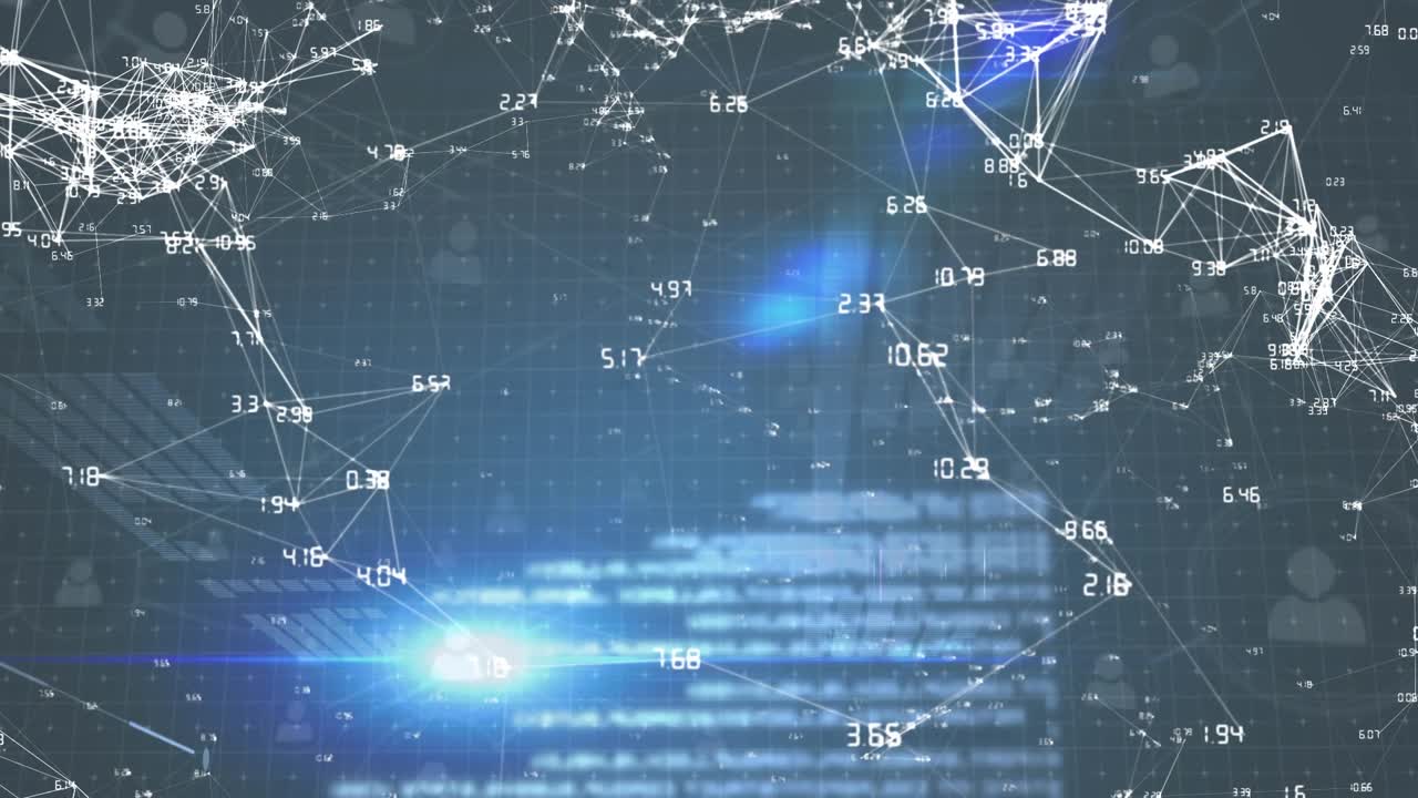 Animation of lights and data processing over network of connections