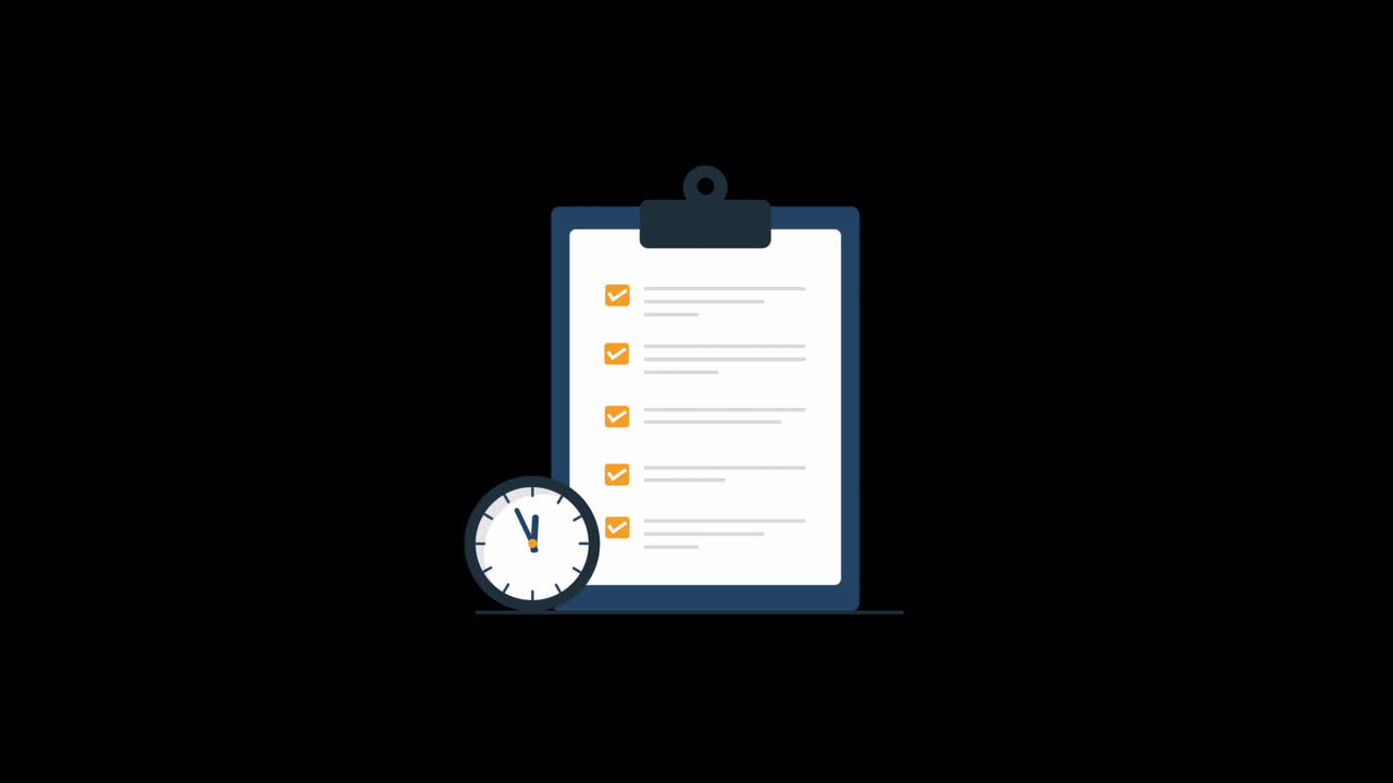 Animated Clipboard Checklist with Time Passing