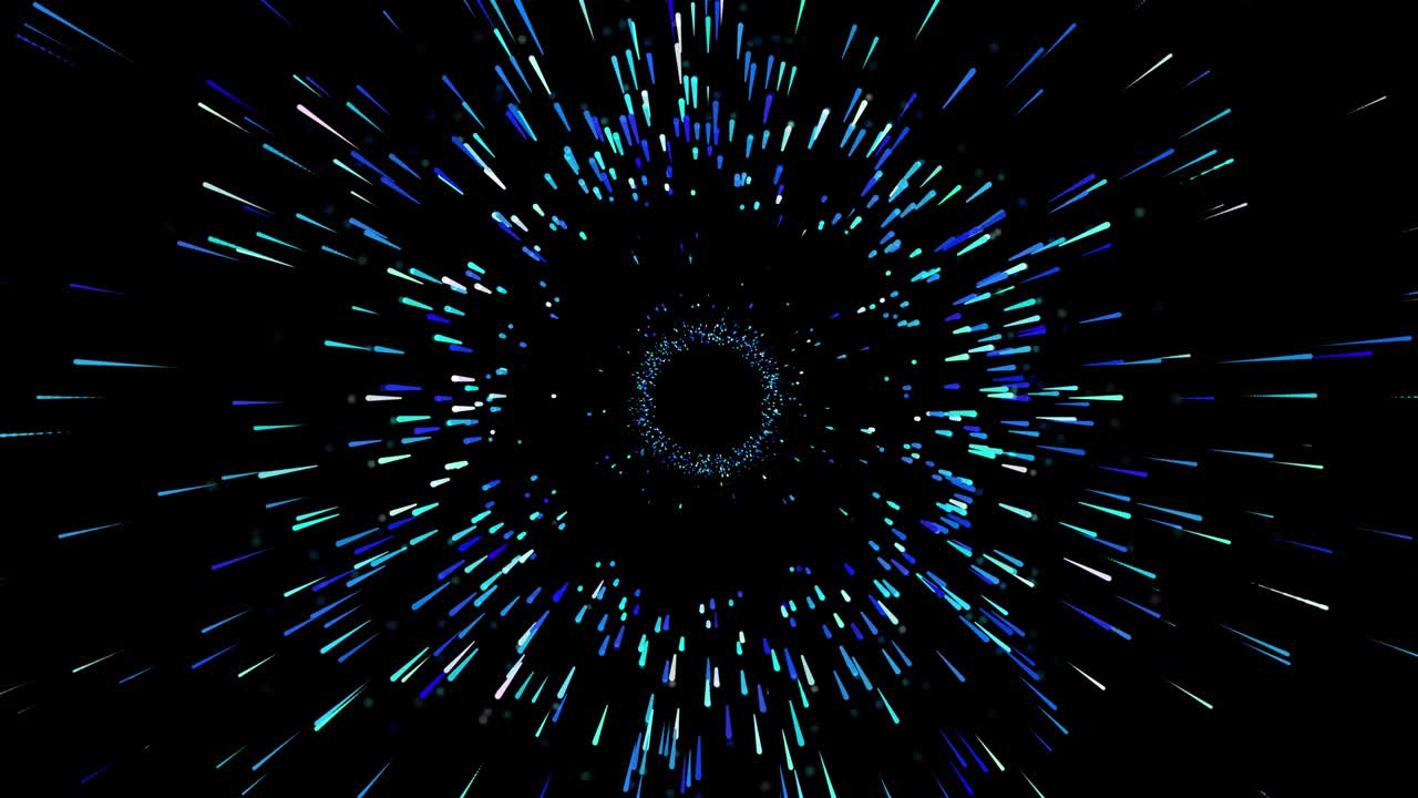 abstract star travel on space.Technology lines stream on black background.Hyperspace blue motion