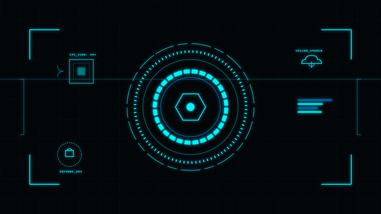 Futuristisk digital HUD-grænseflade med roterende cirkulære elementer