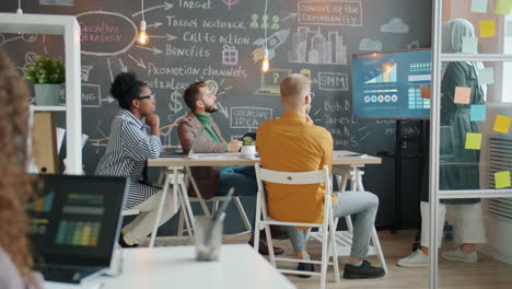 business meeting and presentation in modern office