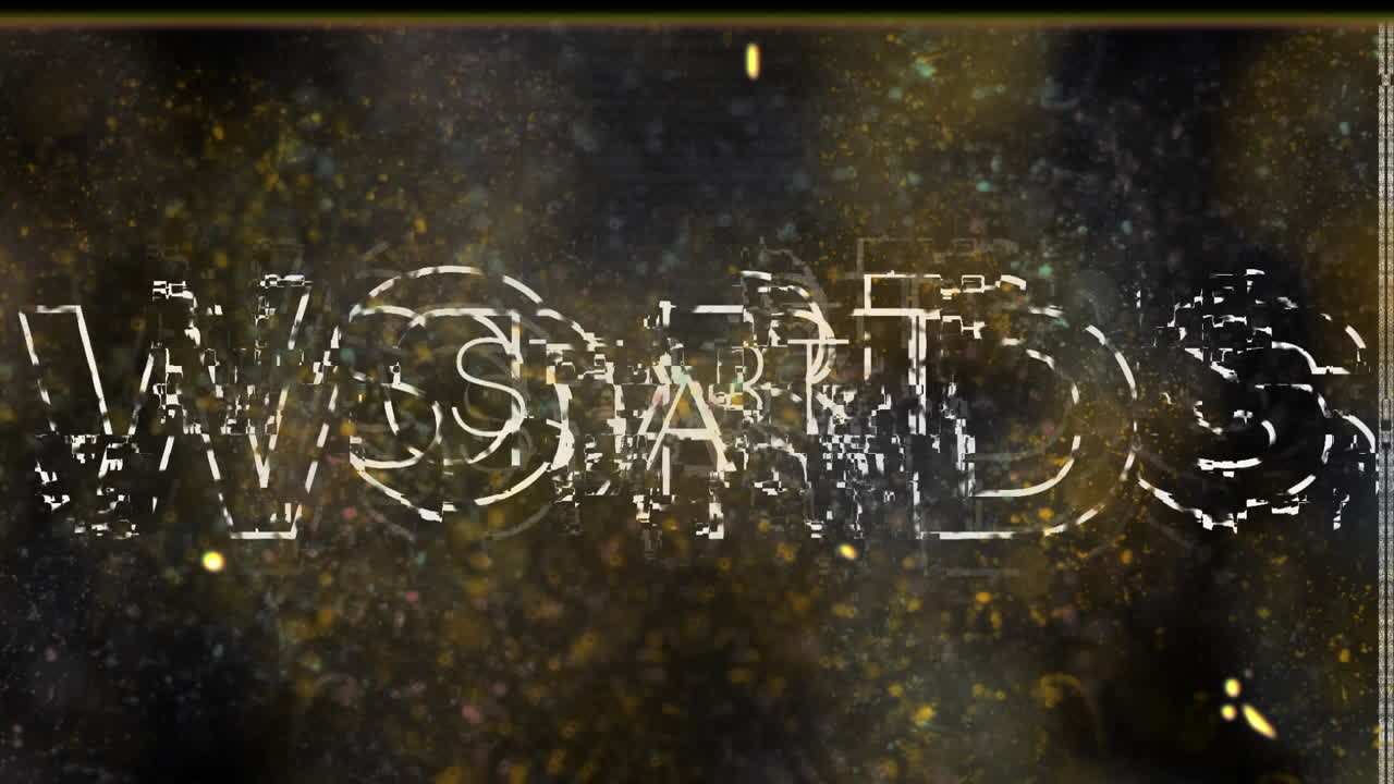Animation of start text and interference on black background