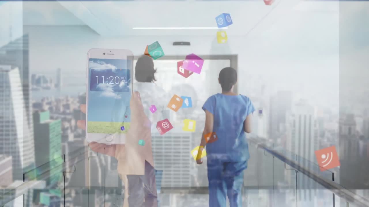 병원 내의 다양한 의사들에 대한 데이터 처리 애니메이션