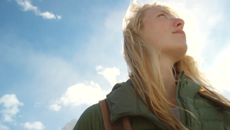 woman hiking in mountains