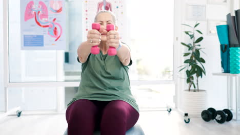 Mature-woman,-barbell-and-exercise