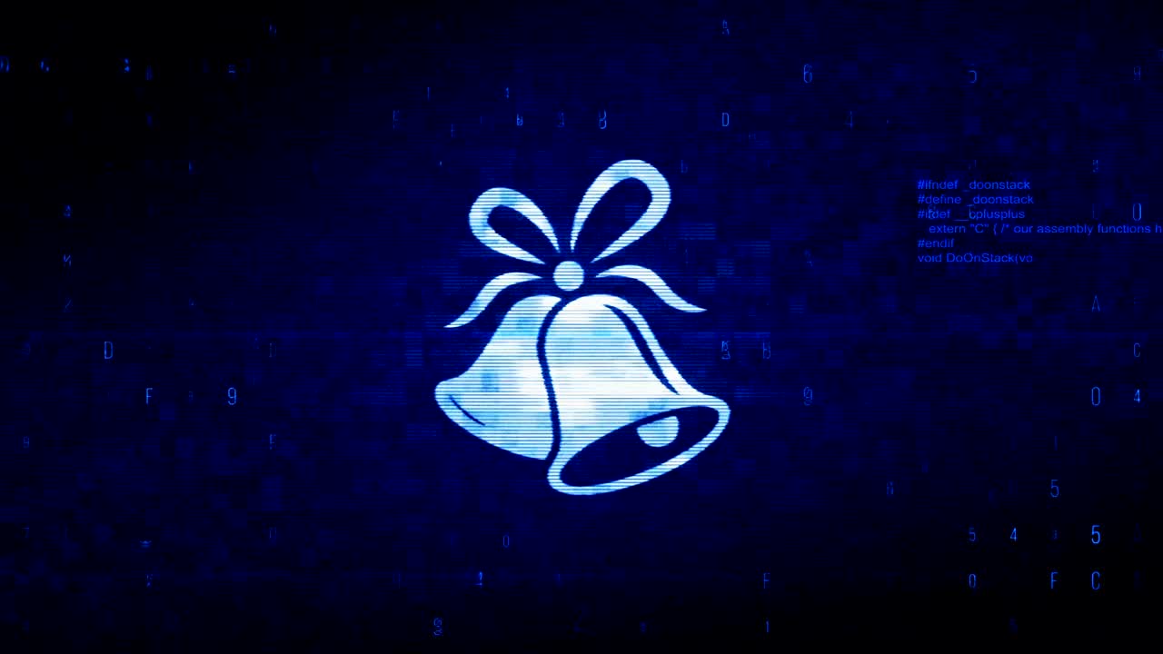 크리스마스 리본 보우 벨 기호 디지털 픽셀 노이즈 오류 애니메이션