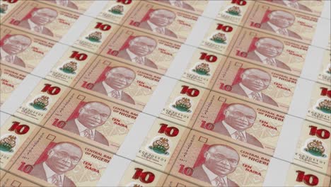 10 nigerian naira banknotes printed by a money press