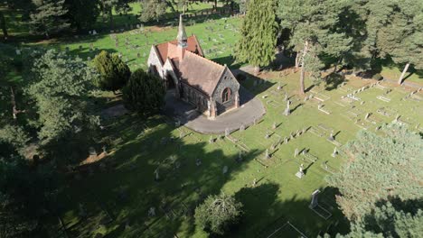 above view of a chapel inside wymondham cemetery in norfolk, east anglia, england, uk