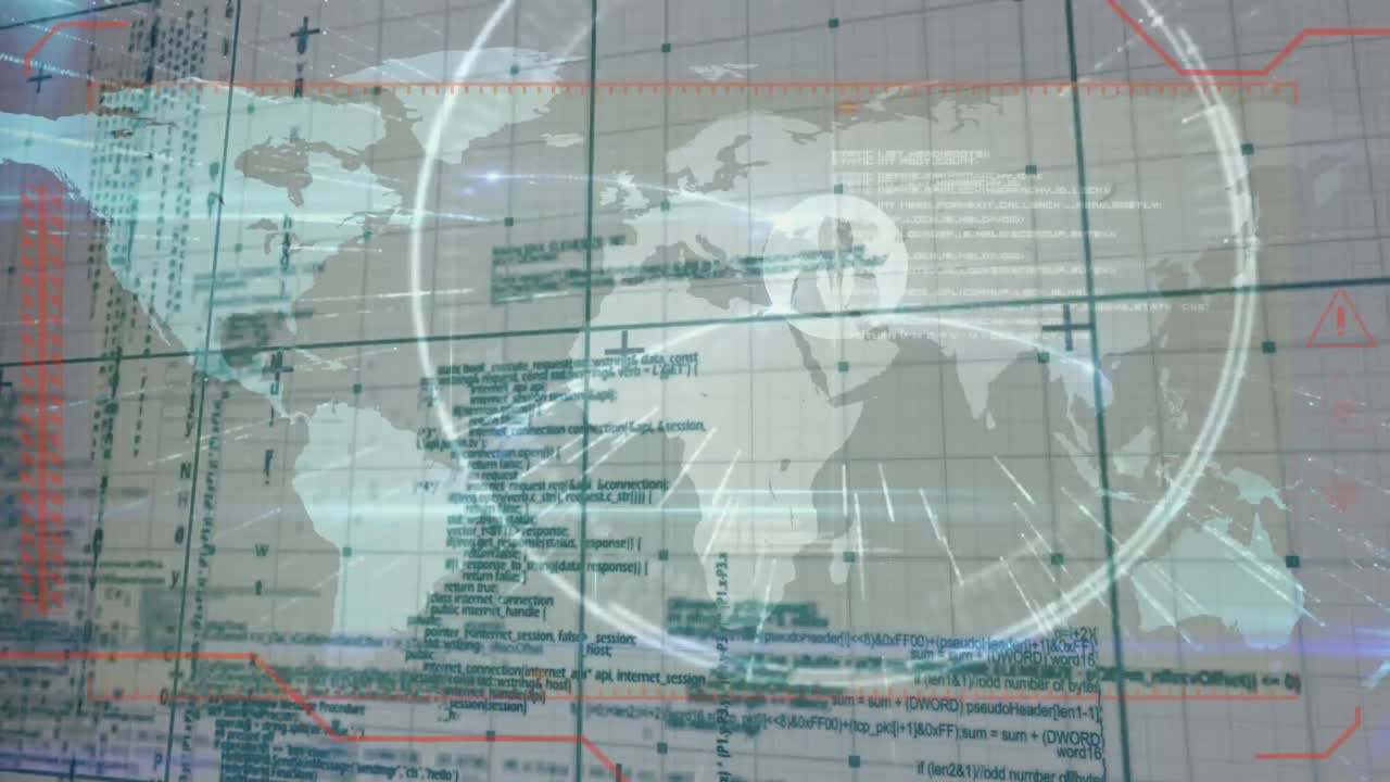 Animation of data processing with world map