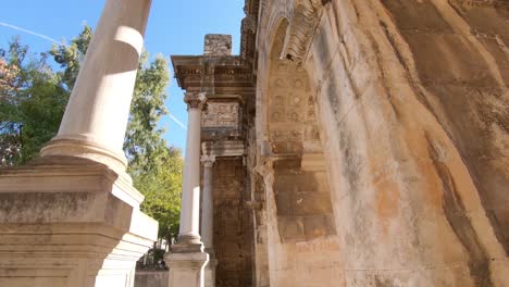 Hadrian's-Gate,Three-Gates,-architectural-landmark-of-Antalya,-Turkey