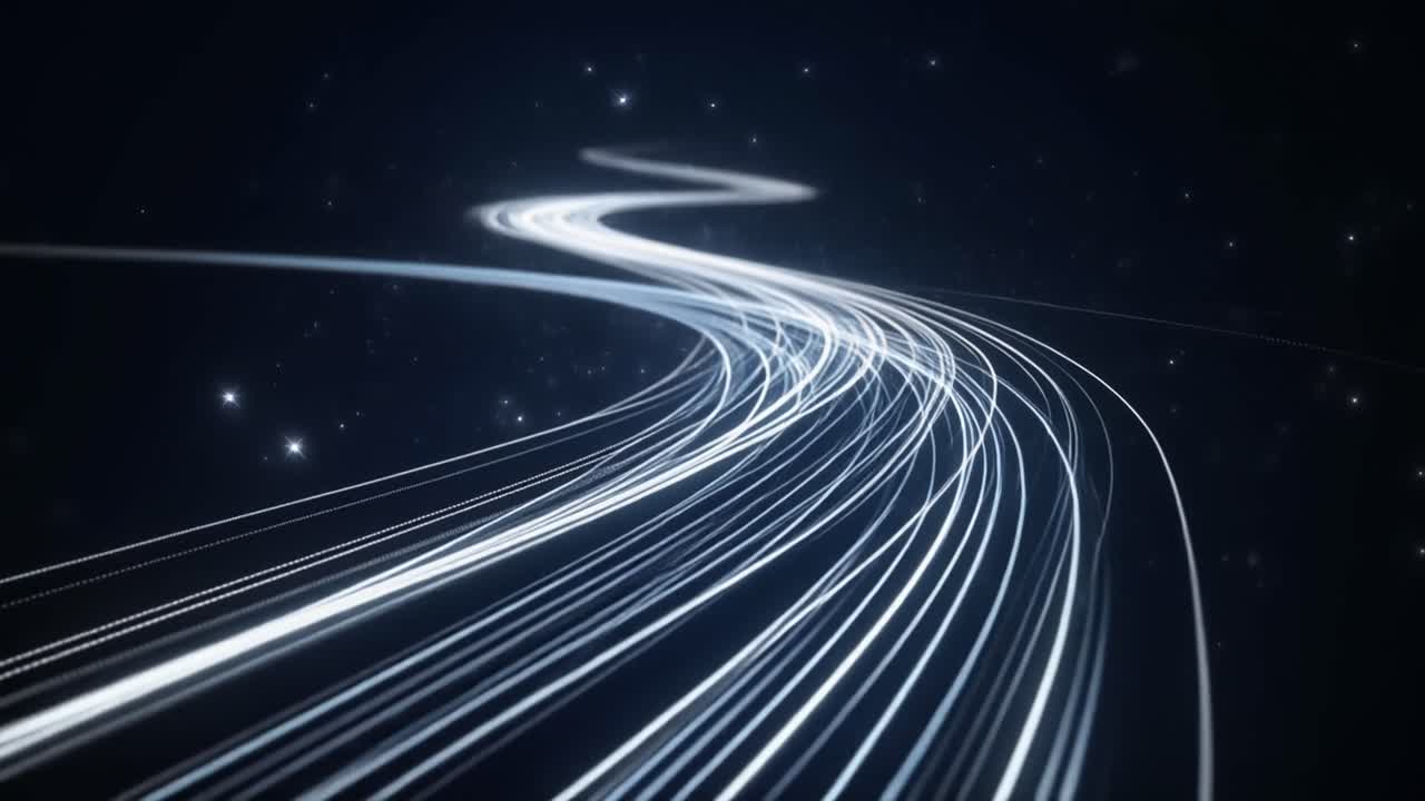 Abstract Glowing Lines Moving in a Digital Pathway