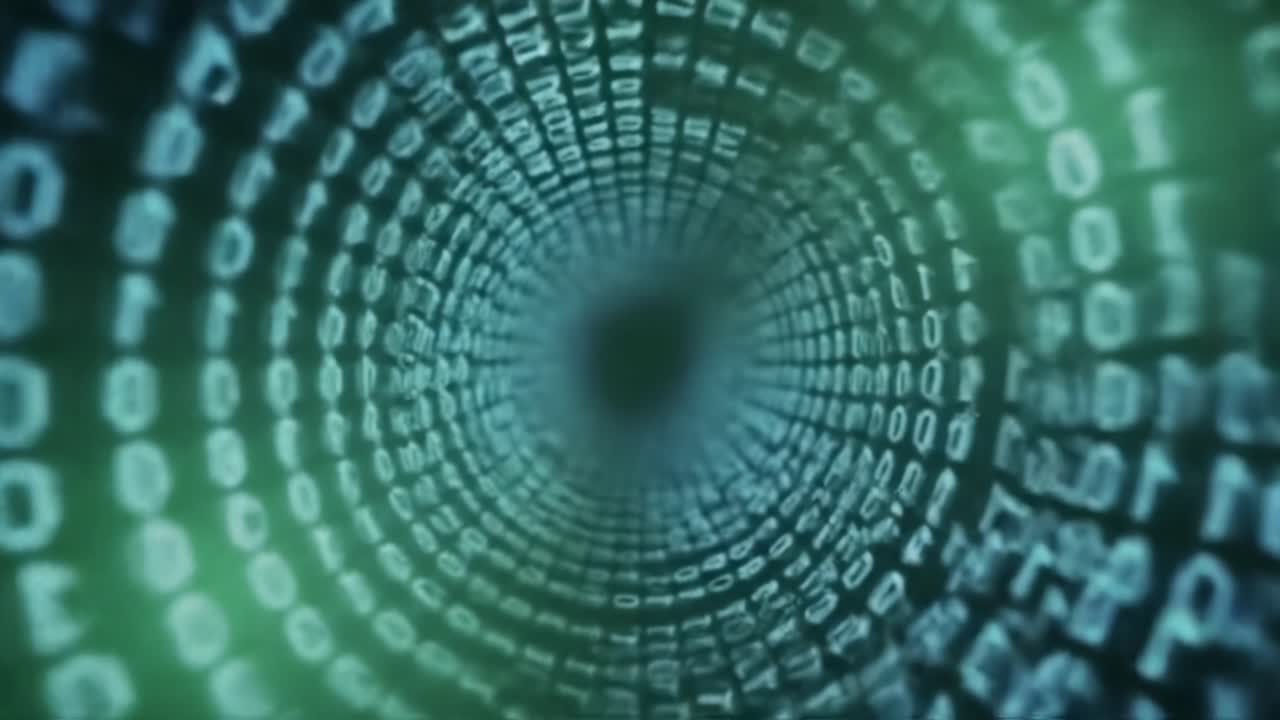 A Captivating Visual Journey Through an Infinite Tunnel of Binary Code, Representing the Depths of Data and Digital Connectivity in a Technology-Driven World