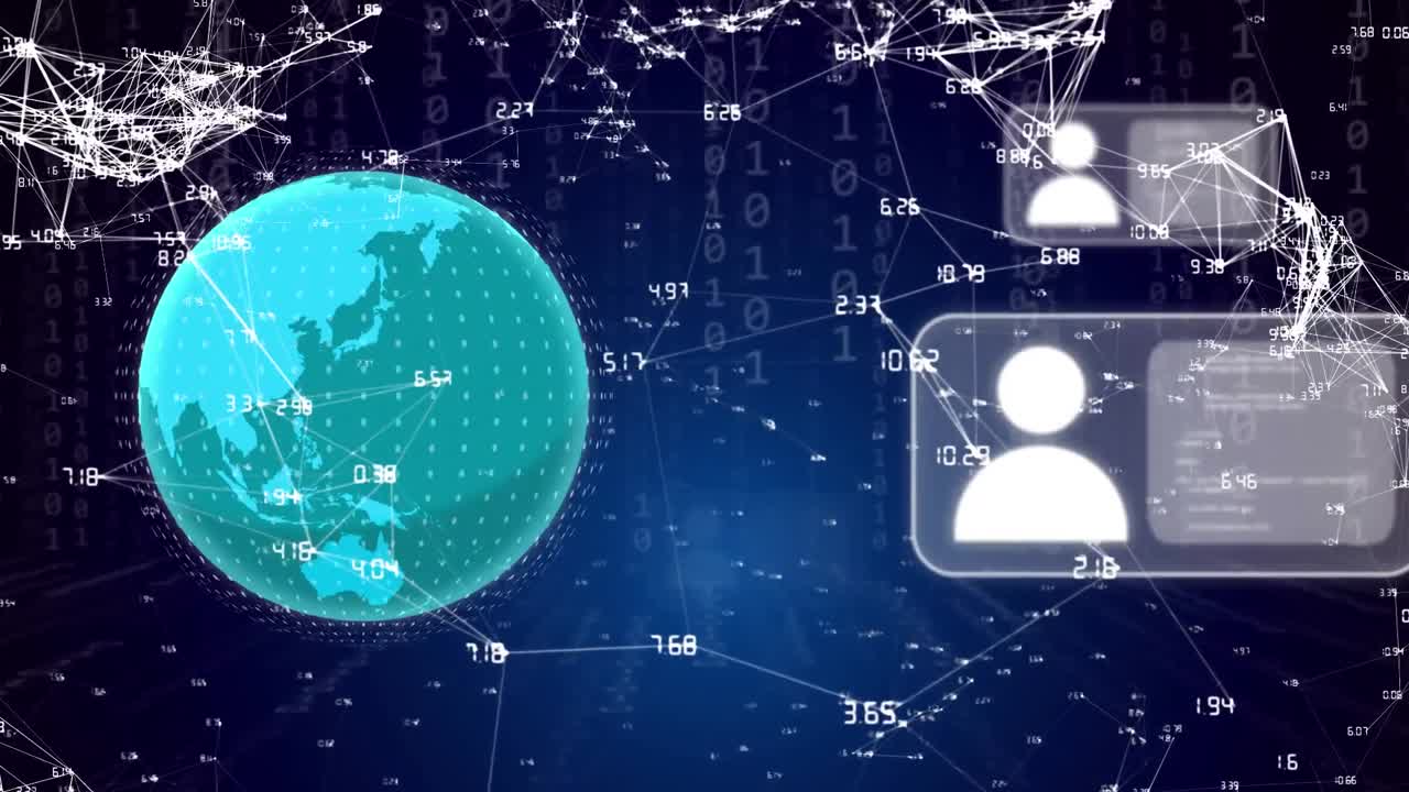 아이콘과 데이터 처리와 함께 지구의 애니메이션